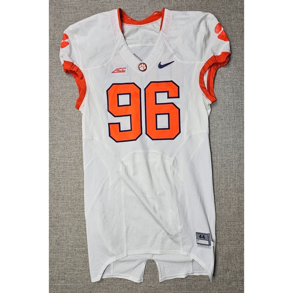 Clemson Tigers Football Jersey Mens 44 L White Game Worn Team Issued Nike #96